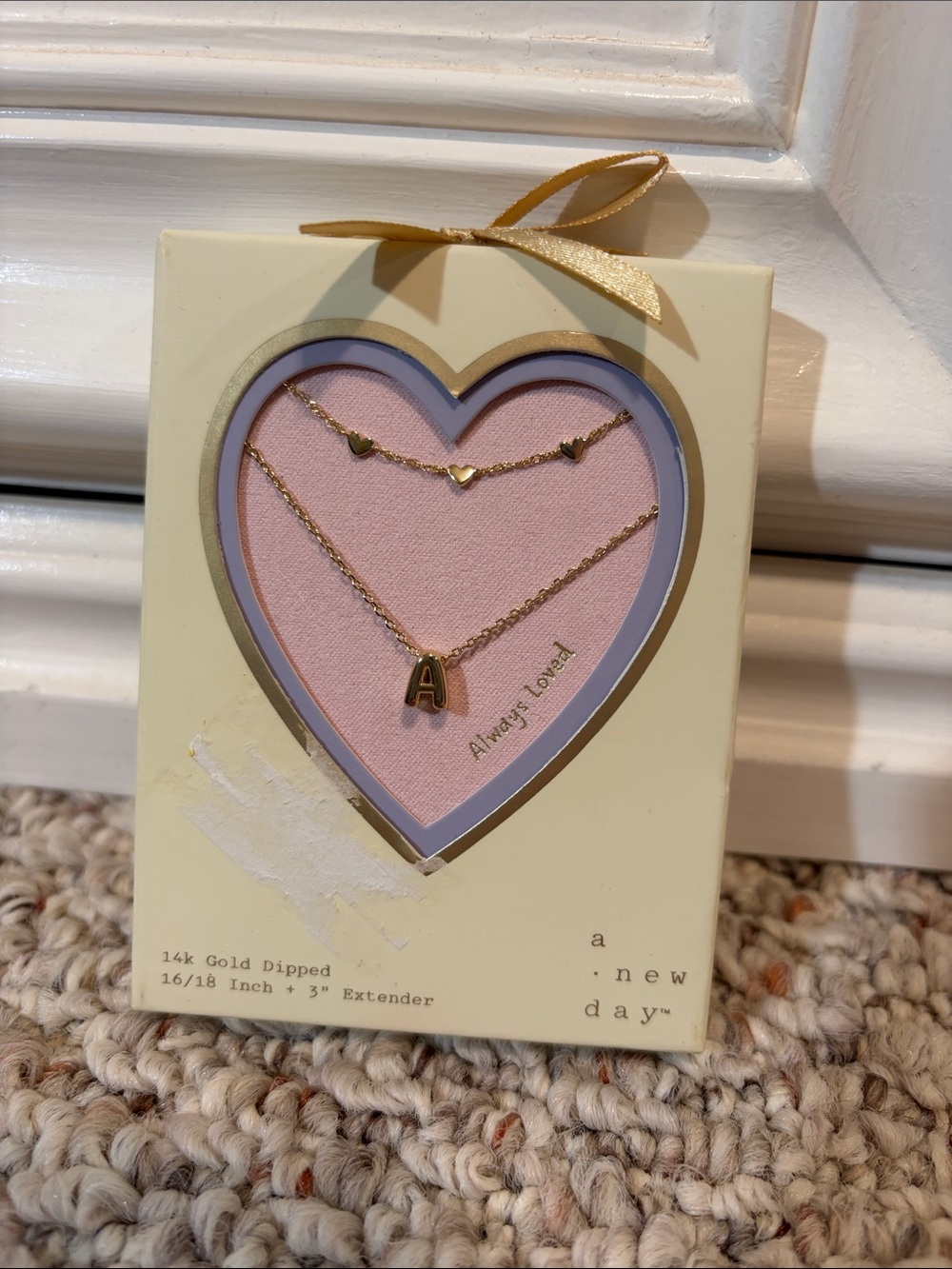 a new day Gold-Tone Layered Heart & Initial 'A' Necklace - Pink